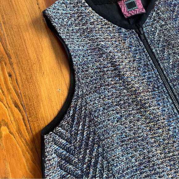 Patricia Palson Textured Blue & Grey Woven Zip Vest Sleeveless Jacket One Size - Picture 11 of 14